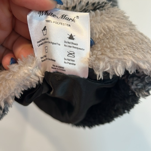 White Mask faux fur Black and Gray Plaid Jacket shacket plus size xxxl 3XL women - Picture 6 of 7